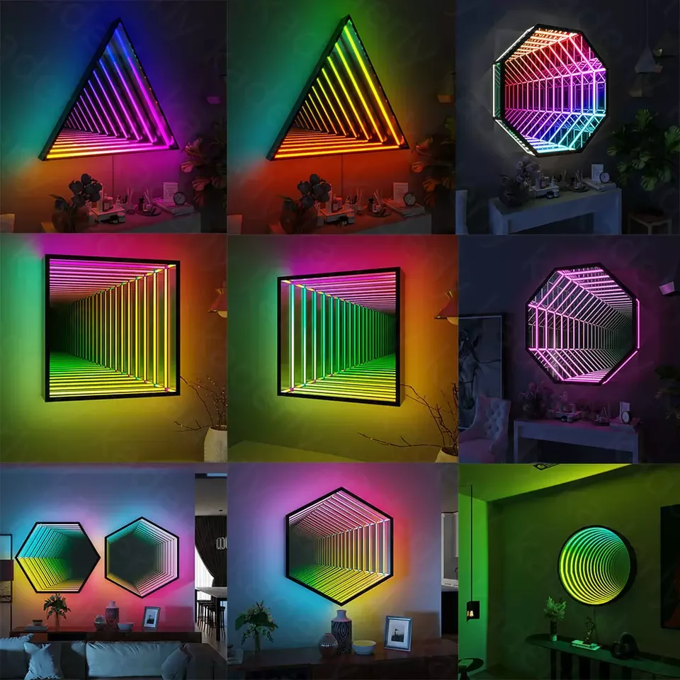 Luxury 3D Tunnel Lamp Mirror Tunnel Light LED Night Light USB Desktop Lamp for Christmas Festival Party Home Bar Decor - Image 5